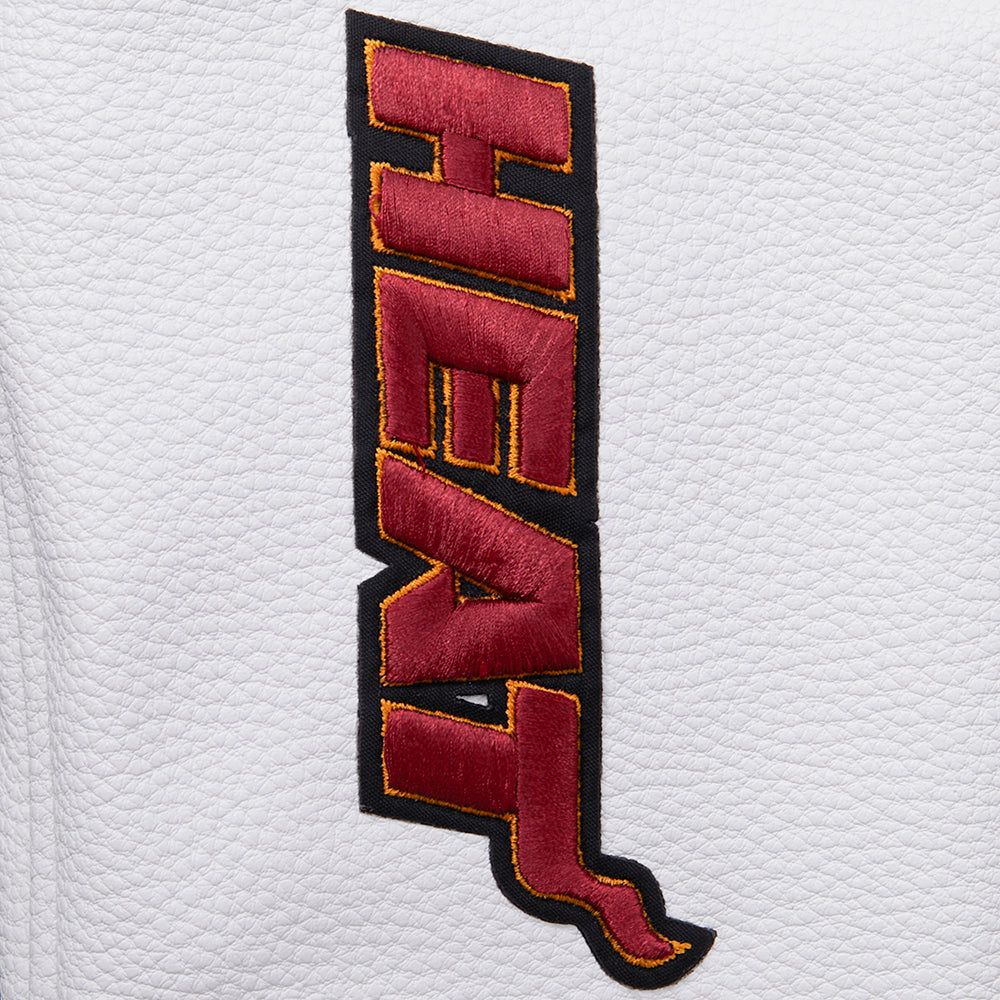 NBA MIAMI HEAT CLASSIC BLOUSON COLLÉGIAL EN LAINE POUR FEMME (NOIR/BLANC)