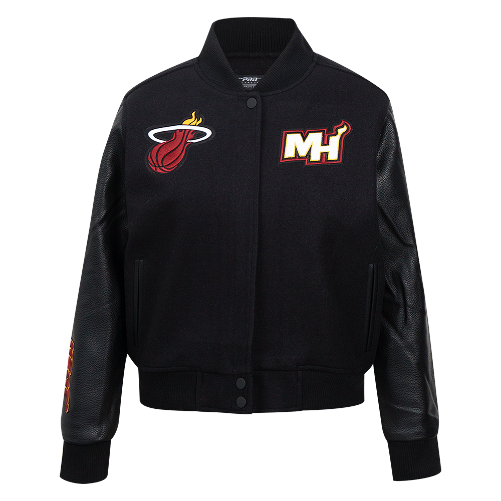 NBA MIAMI HEAT CLASSIC WOMEN'S WOOL VARSITY JACKET (JET BLACK)
