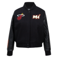 NBA MIAMI HEAT CLASSIC WOMEN'S WOOL VARSITY JACKET (JET BLACK)