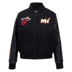 NBA MIAMI HEAT CLASSIC WOMEN'S WOOL VARSITY JACKET (JET BLACK)