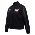 NBA MIAMI HEAT CLASSIC WOMEN'S WOOL VARSITY JACKET (JET BLACK)