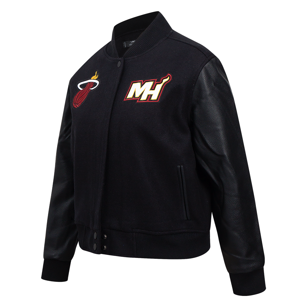 NBA MIAMI HEAT CLASSIC BLOUSON COLLÉGIAL EN LAINE POUR FEMME (NOIR DE JAIS)