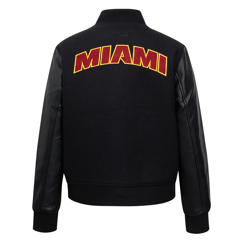 NBA MIAMI HEAT CLASSIC WOMEN'S WOOL VARSITY JACKET (JET BLACK)