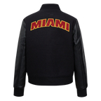 NBA MIAMI HEAT CLASSIC WOMEN'S WOOL VARSITY JACKET (JET BLACK)