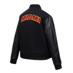 NBA MIAMI HEAT CLASSIC WOMEN'S WOOL VARSITY JACKET (JET BLACK)