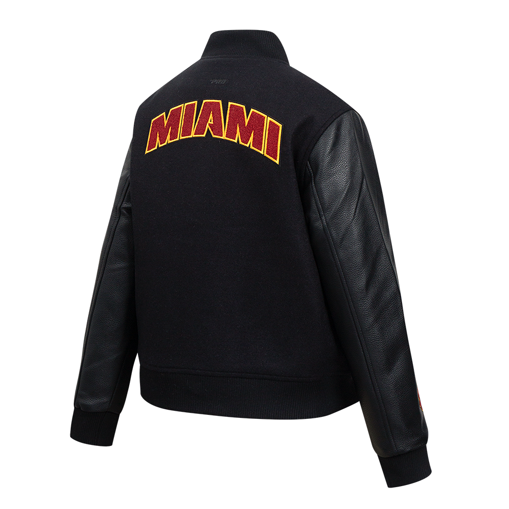 NBA MIAMI HEAT CLASSIC WOMEN'S WOOL VARSITY JACKET (JET BLACK)