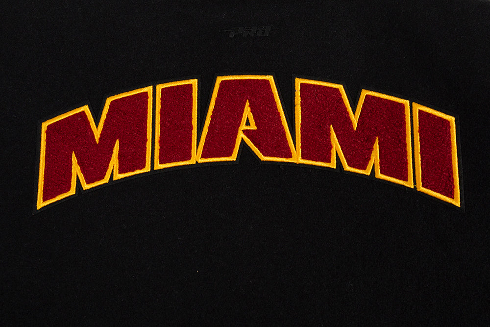 NBA MIAMI HEAT CLASSIC WOMEN'S WOOL VARSITY JACKET (JET BLACK)