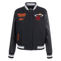 NBA MIAMI HEAT RETRO CLASSIC WOMEN'S RIB WOOL VARSITY JACKET (BLACK)