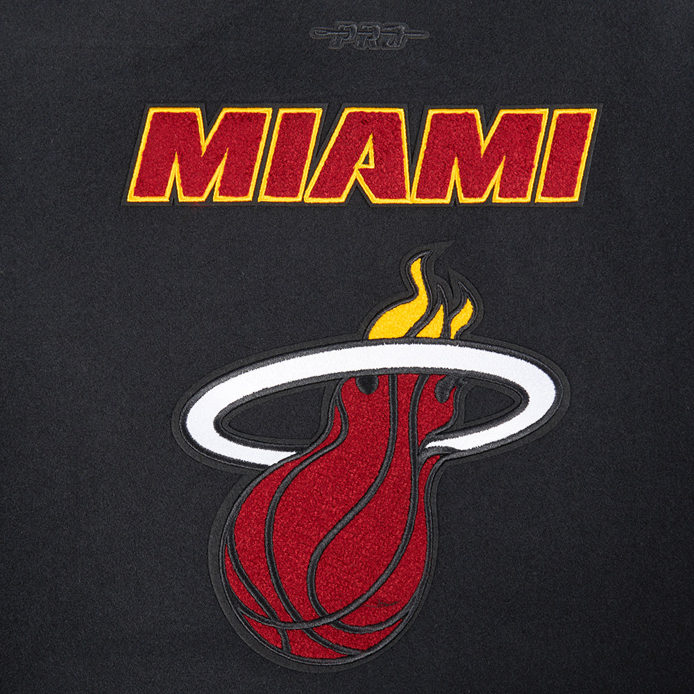 NBA MIAMI HEAT RETRO CLASSIC WOMEN'S RIB WOOL VARSITY JACKET (BLACK)