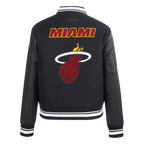 NBA MIAMI HEAT RETRO CLASSIC WOMEN'S RIB WOOL VARSITY JACKET (BLACK)