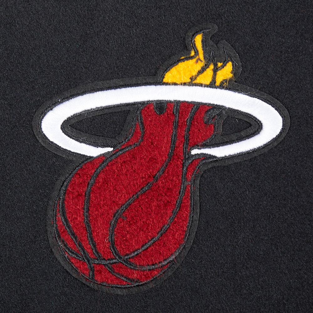 NBA MIAMI HEAT RETRO CLASSIC WOMEN'S RIB WOOL VARSITY JACKET (BLACK)