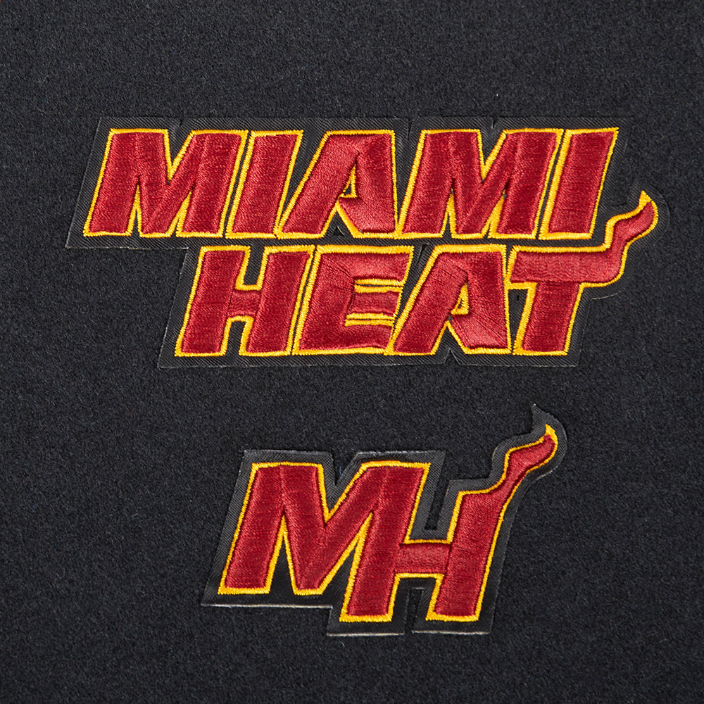 NBA MIAMI HEAT RETRO CLASSIC WOMEN'S RIB WOOL VARSITY JACKET (BLACK)