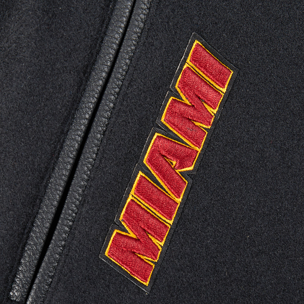 NBA MIAMI HEAT RETRO CLASSIC WOMEN'S RIB WOOL VARSITY JACKET (BLACK)