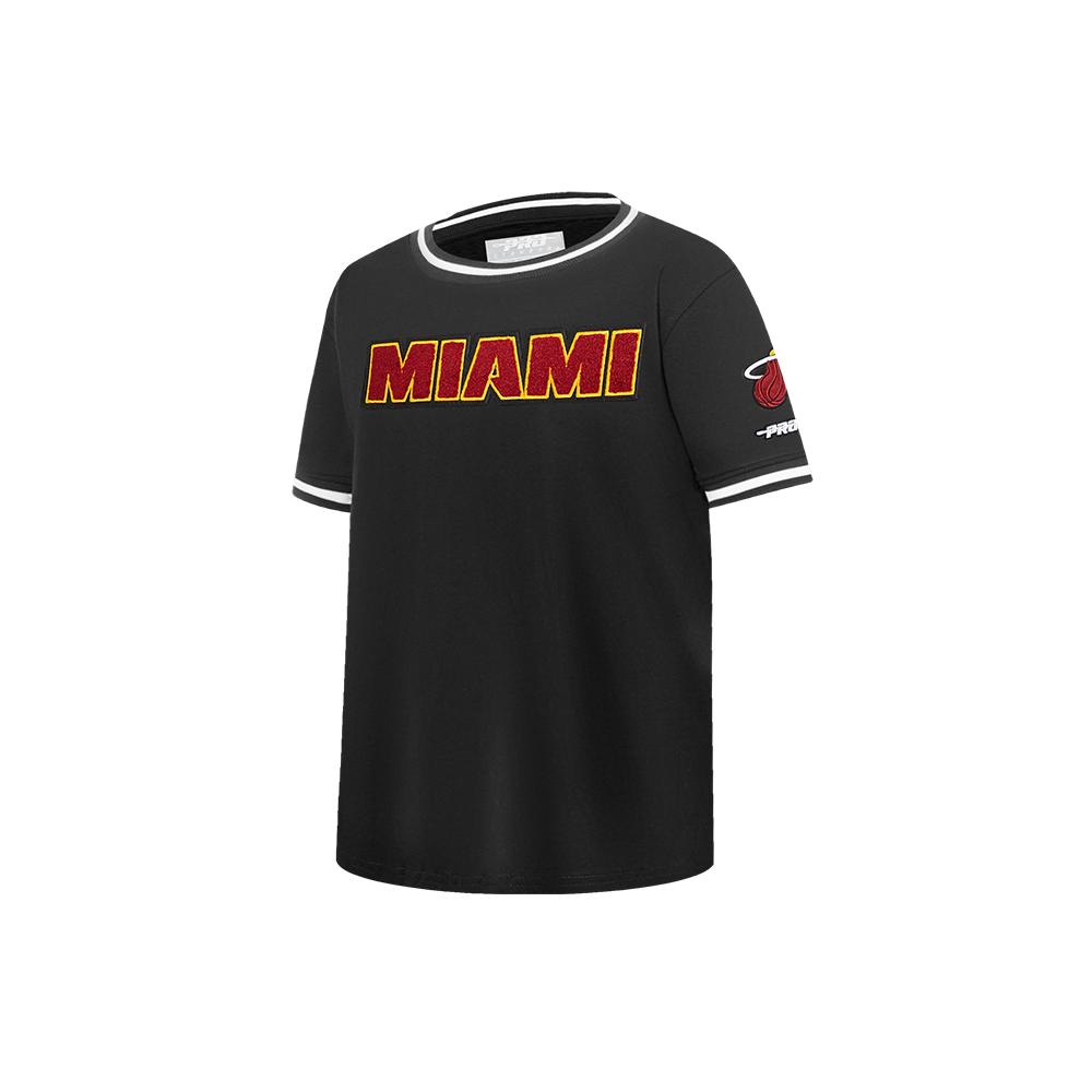 NBA MIAMI HEAT CLASSIC LITTLE BOYS SHORT SLEEVE STRIPED RIB TEE (BLACK)
