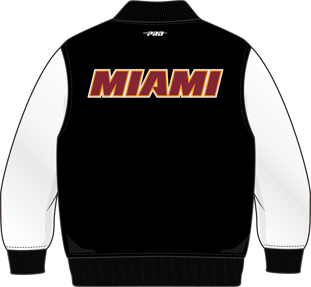 NBA MIAMI HEAT CLASSIC BLOUSON COLLÉGIAL EN LAINE POUR GARÇON ENFANT (NOIR/BLANC)