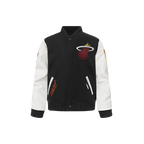 NBA MIAMI HEAT CLASSIC BLOUSON COLLÉGIAL EN LAINE POUR GARÇON ENFANT (NOIR/BLANC)