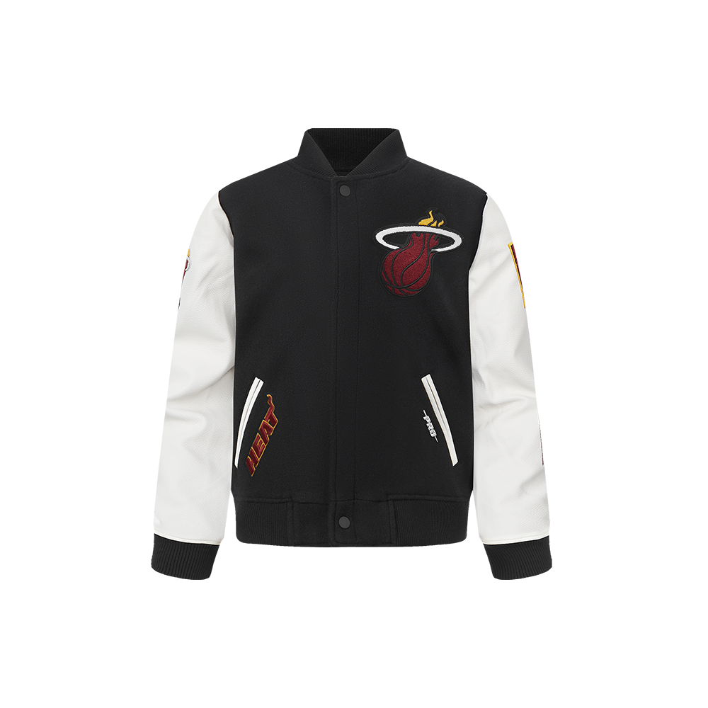 NBA MIAMI HEAT CLASSIC BLOUSON COLLÉGIAL EN LAINE POUR GARÇON ENFANT (NOIR/BLANC)
