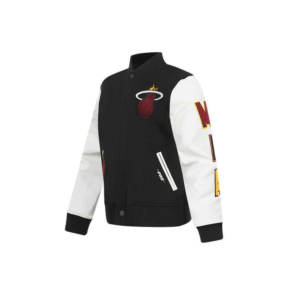 NBA MIAMI HEAT CLASSIC BLOUSON COLLÉGIAL EN LAINE POUR GARÇON ENFANT (NOIR/BLANC)