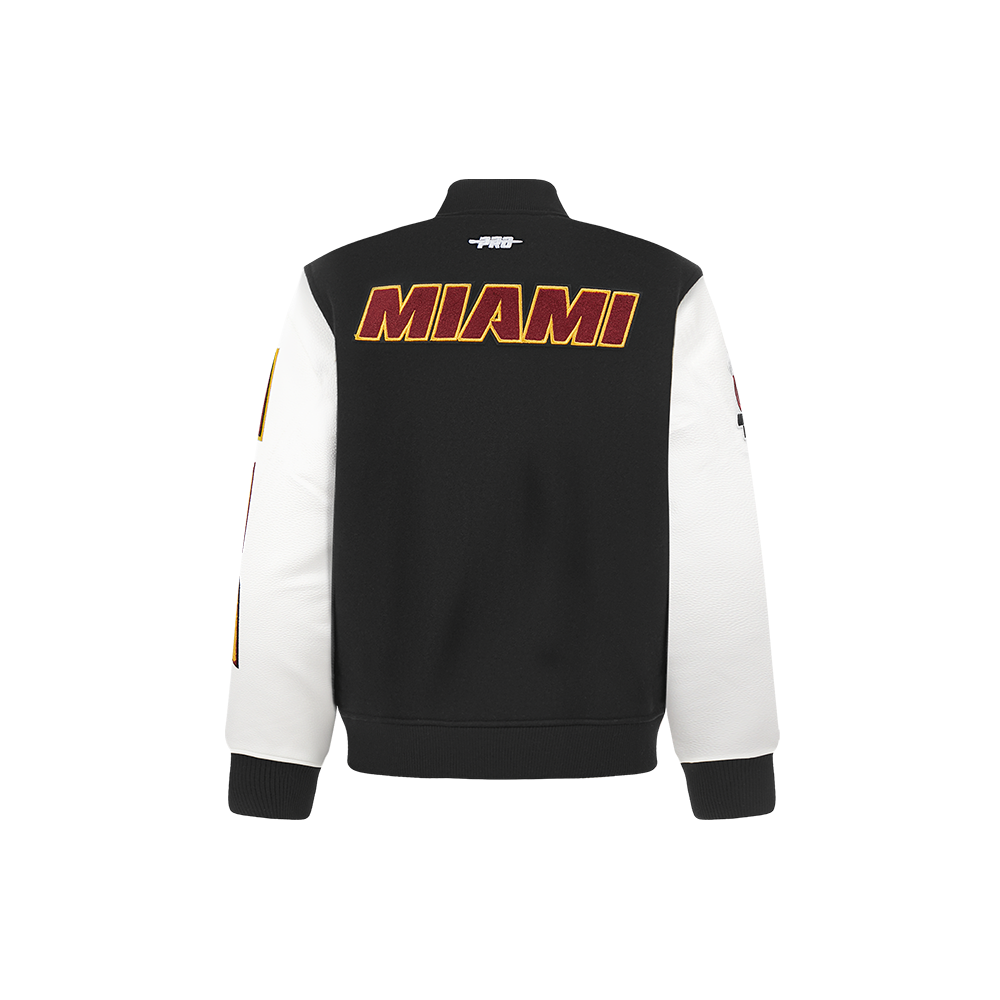 NBA MIAMI HEAT CLASSIC BLOUSON COLLÉGIAL EN LAINE POUR GARÇON ENFANT (NOIR/BLANC)