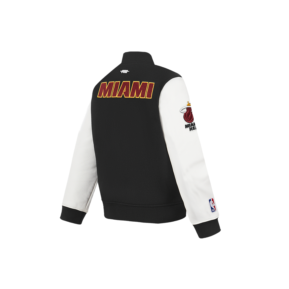 NBA MIAMI HEAT CLASSIC BLOUSON COLLÉGIAL EN LAINE POUR GARÇON ENFANT (NOIR/BLANC)