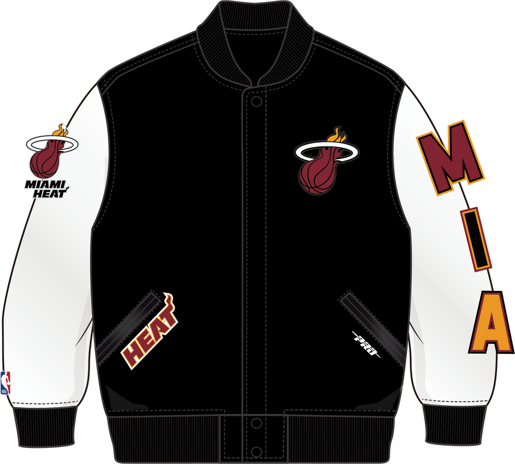 NBA MIAMI HEAT CLASSIC BLOUSON COLLÉGIAL EN LAINE POUR GARÇON ENFANT (NOIR/BLANC)