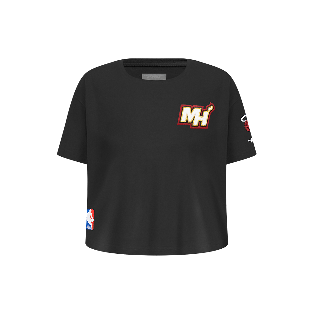 NBA MIAMI HEAT CLASSIC T-SHIRT À COUPE CARRÉE À MANCHES COURTES POUR FILLE ENFANT (NOIR)