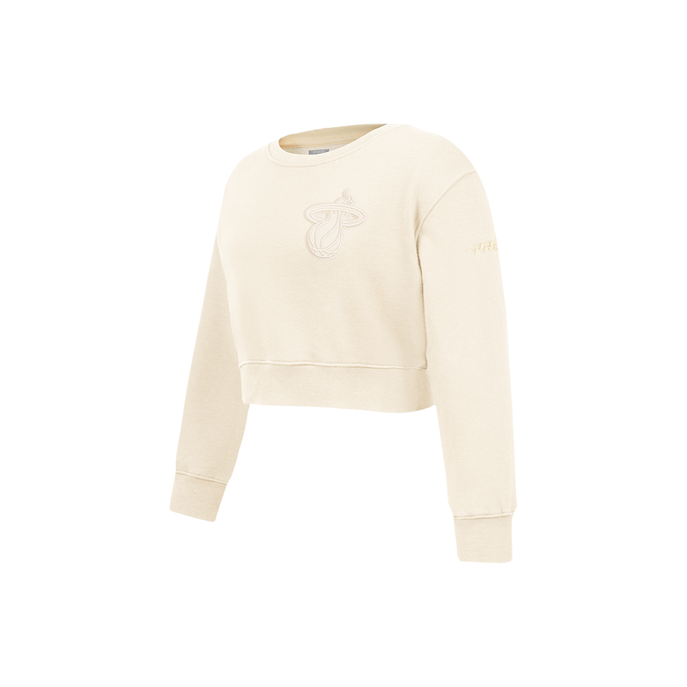 NBA MIAMI HEAT NEUTRAL LITTLE GIRLS  FLEECE CREWNECK (EGGSHELL)