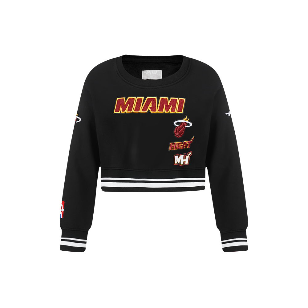 NBA MIAMI HEAT RETRO CLASSIC CHANDAIL À COL ROND EN MOLLETON CÔTELÉ POUR FILLE ENFANT (NOIR)