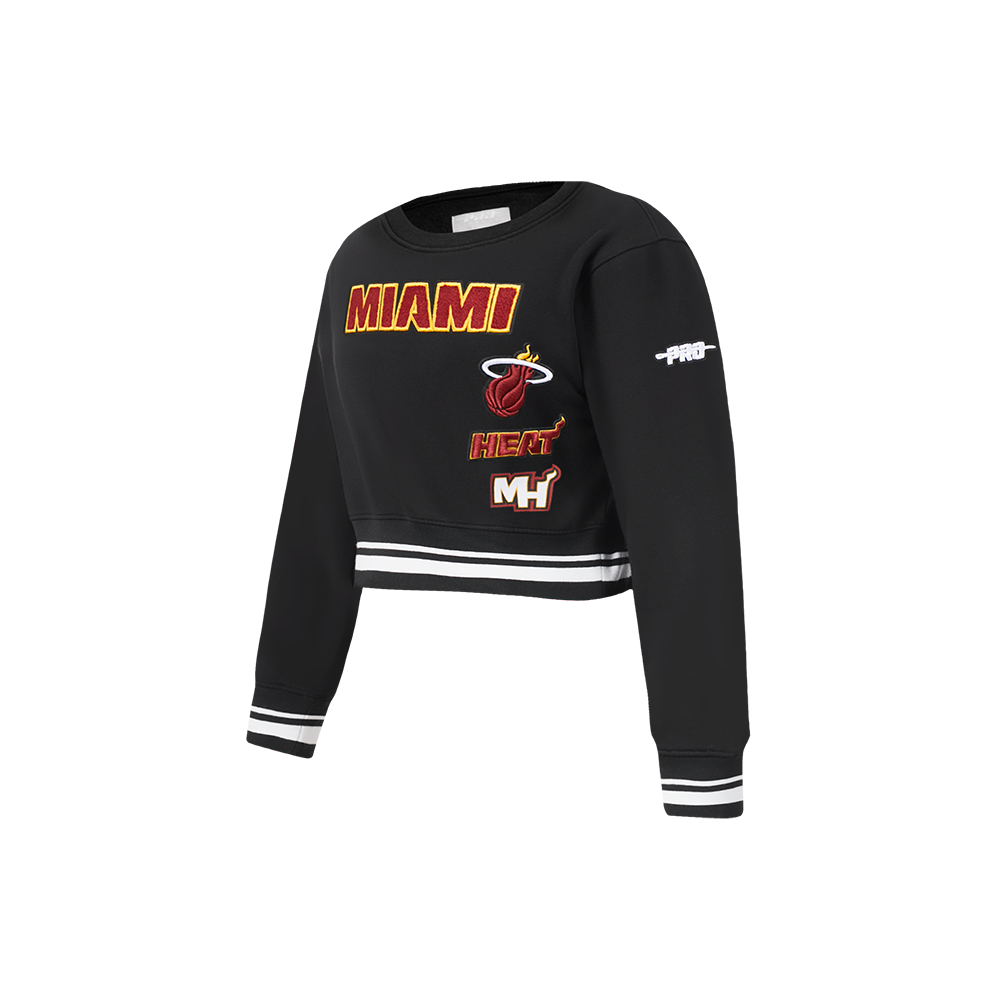 NBA MIAMI HEAT RETRO CLASSIC CHANDAIL À COL ROND EN MOLLETON CÔTELÉ POUR FILLE ENFANT (NOIR)