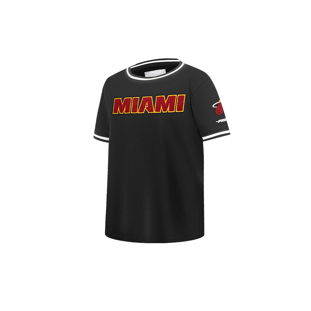 NBA MIAMI HEAT CLASSIC TODDLER BOYS SHORT SLEEVE STRIPED RIB TEE (BLACK)