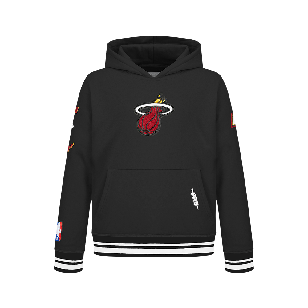 NBA MIAMI HEAT RETRO CLASSIC CHANDAIL À CAPUCHON EN MOLLETON CÔTELÉ POUR GARÇON BAMBIN (NOIR)