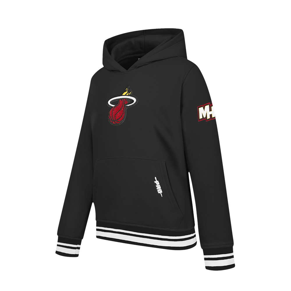 NBA MIAMI HEAT RETRO CLASSIC TODDLER BOYS RIB FLEECE PULLOVER HOODIE (BLACK)