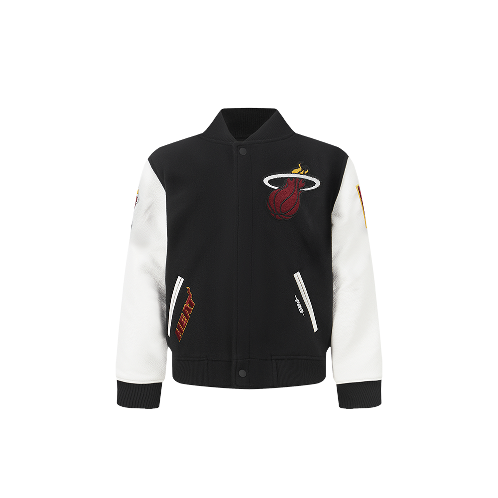 NBA MIAMI HEAT CLASSIC BLOUSON COLLÉGIAL EN LAINE POUR GARÇON BAMBIN (NOIR/BLANC)