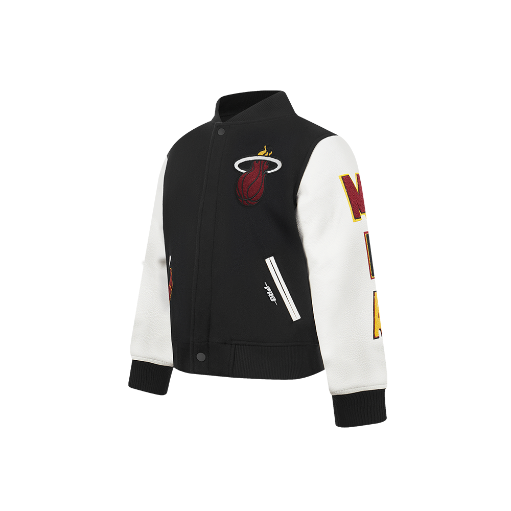 NBA MIAMI HEAT CLASSIC BLOUSON COLLÉGIAL EN LAINE POUR GARÇON BAMBIN (NOIR/BLANC)