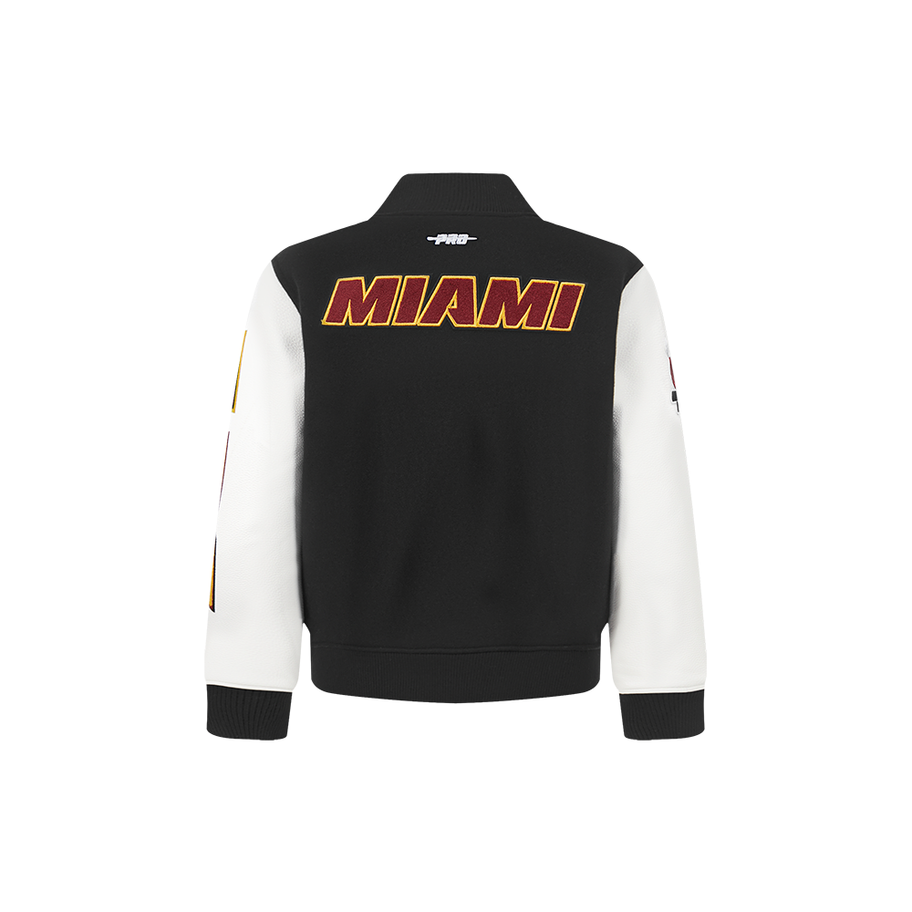 NBA MIAMI HEAT CLASSIC BLOUSON COLLÉGIAL EN LAINE POUR GARÇON BAMBIN (NOIR/BLANC)