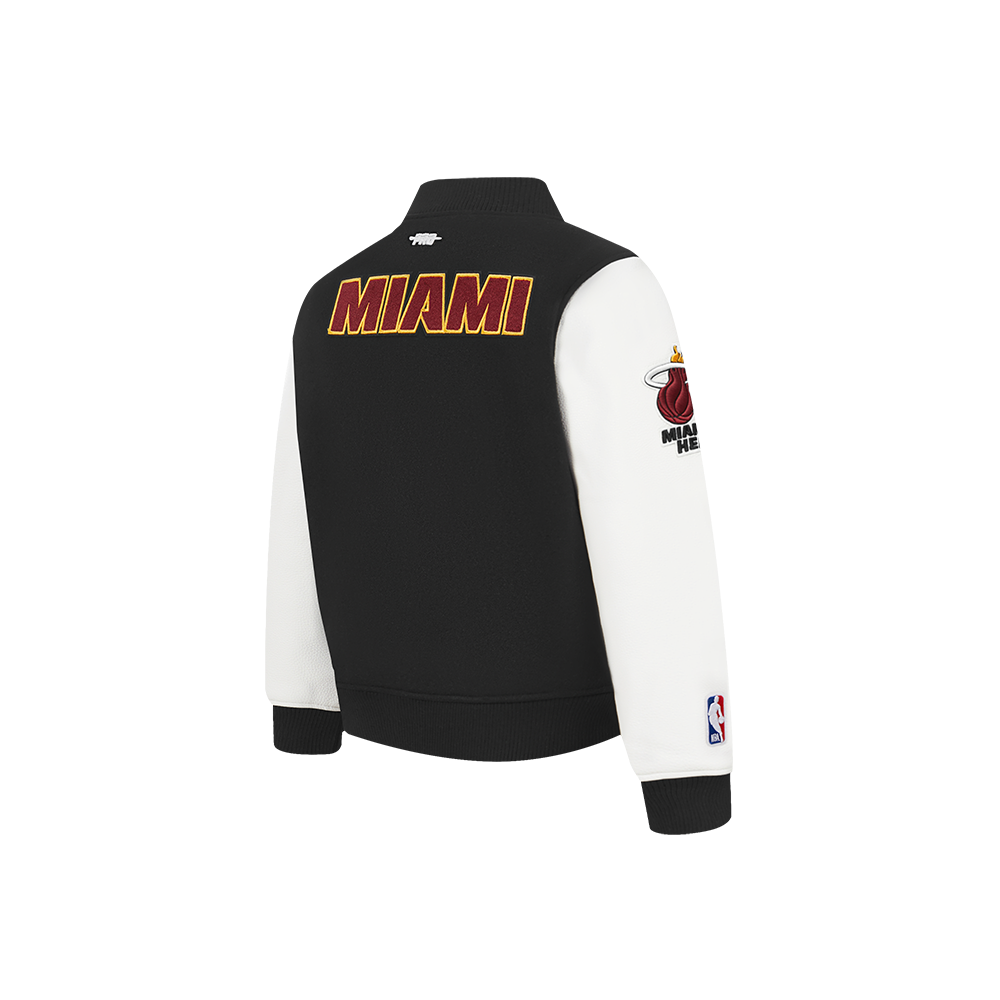NBA MIAMI HEAT CLASSIC BLOUSON COLLÉGIAL EN LAINE POUR GARÇON BAMBIN (NOIR/BLANC)
