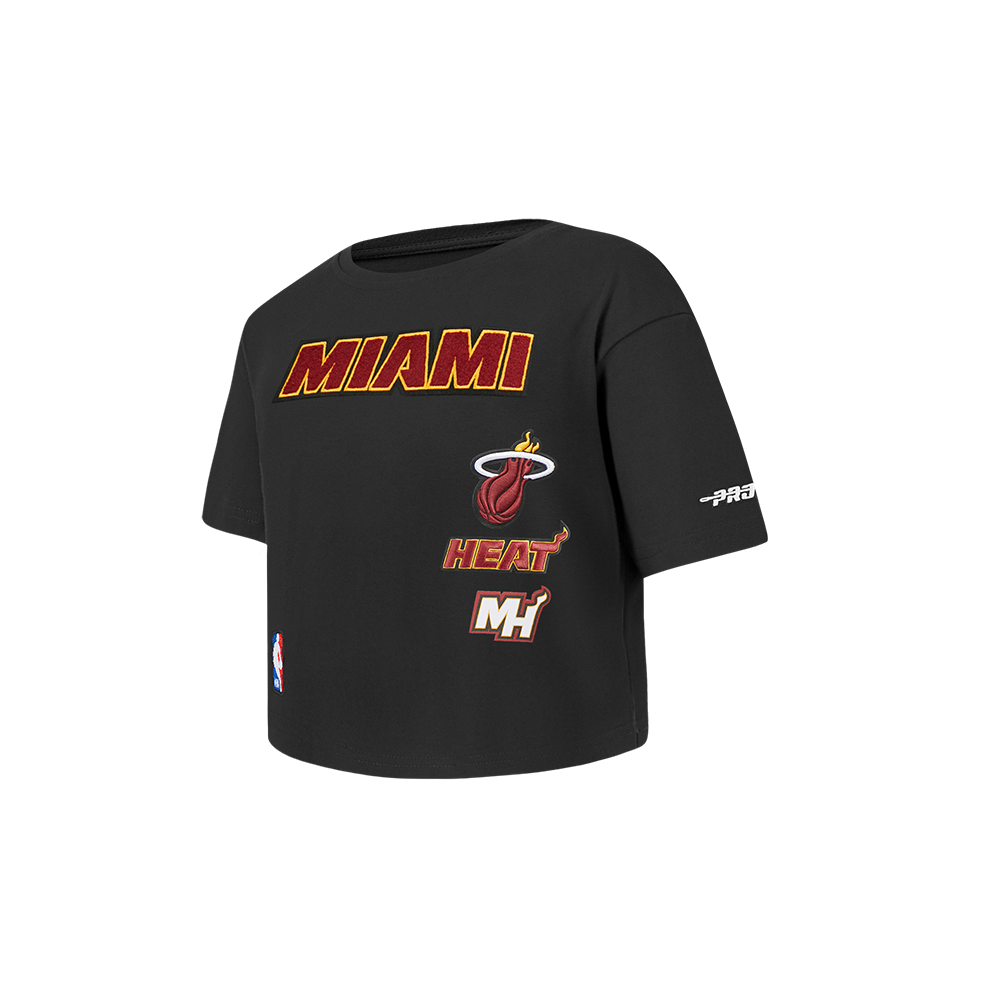 NBA MIAMI HEAT RETRO CLASSIC TODDLER GIRLS SHORT SLEEVE BOXY TEE (BLACK)