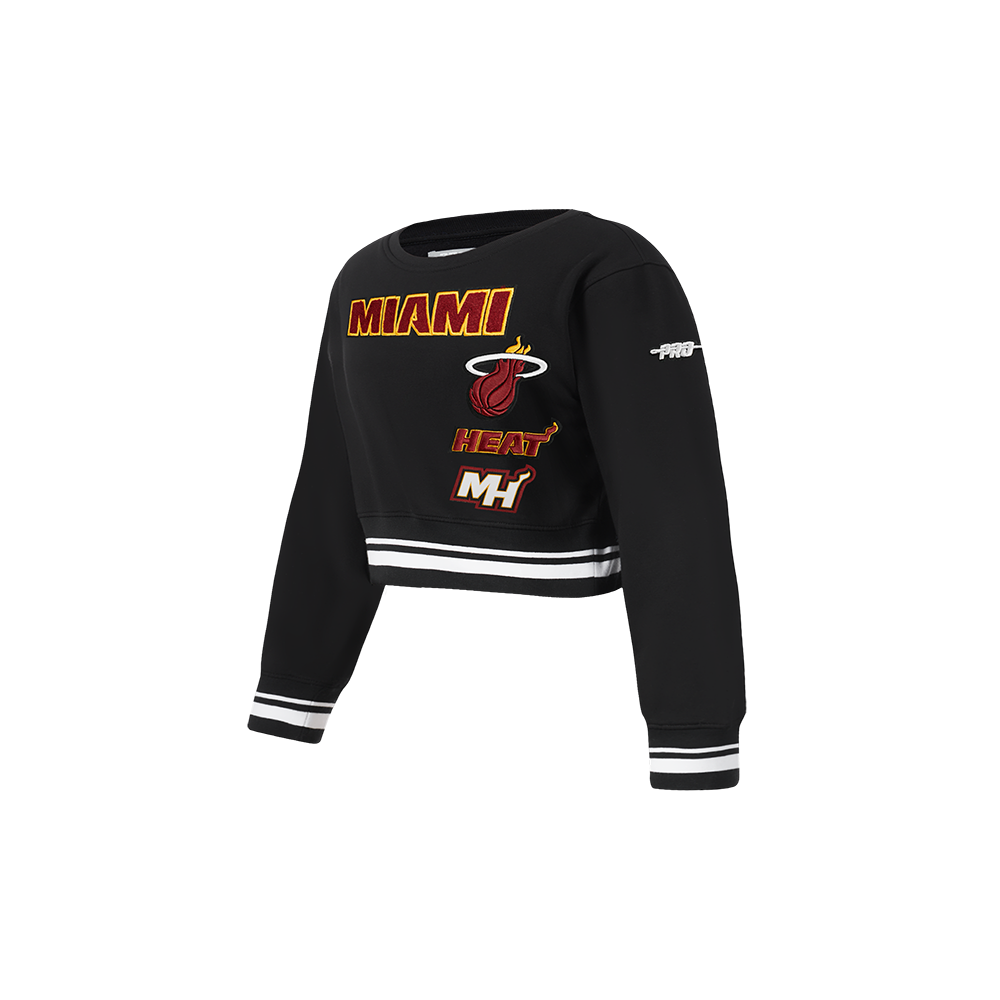 NBA MIAMI HEAT RETRO CLASSIC TODDLER GIRLS  RIB FLEECE CREWNECK (BLACK)