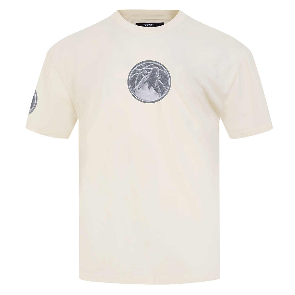 NBA MINNESOTA TIMBERWOLVES REVERSE FRENCH TERRY T-SHIRT EN JERSEY DE COTON À ÉPAULES TOMBANTES POUR HOMME (COQUILLE D'ŒUF)