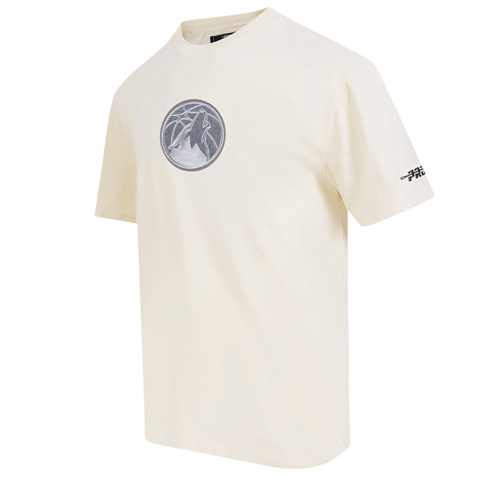 NBA MINNESOTA TIMBERWOLVES REVERSE FRENCH TERRY T-SHIRT EN JERSEY DE COTON À ÉPAULES TOMBANTES POUR HOMME (COQUILLE D'ŒUF)