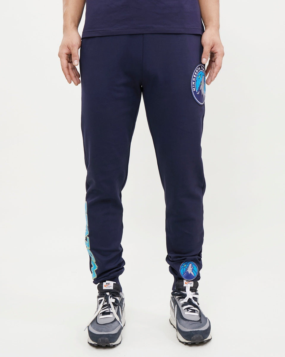 NBA MINNESOTA TIMBERWOLVES CLASSIC CHENILLE PANTALON JOGGER POUR HOMME (MARINE MINUIT)
