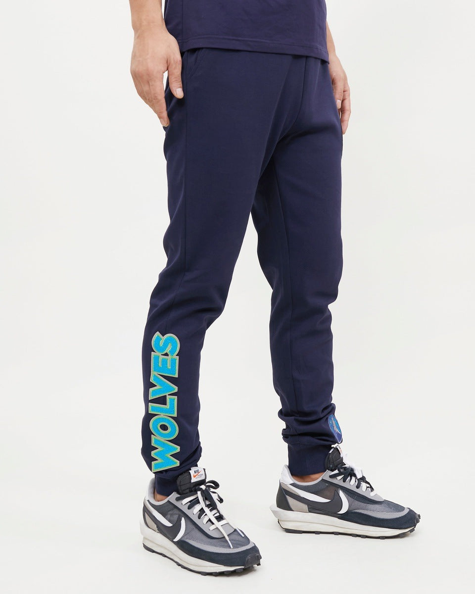 NBA MINNESOTA TIMBERWOLVES CLASSIC CHENILLE PANTALON JOGGER POUR HOMME (MARINE MINUIT)