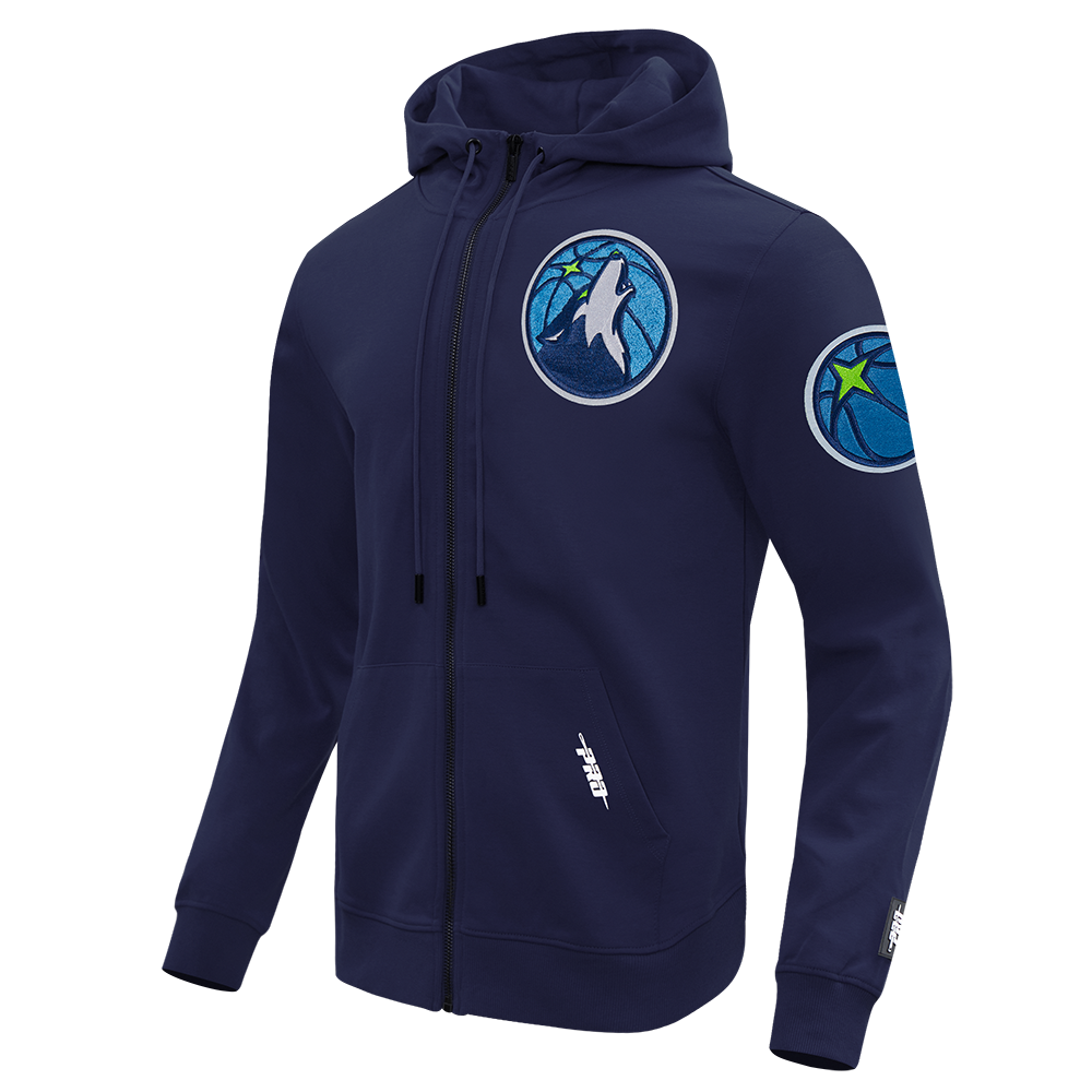 NBA MINNESOTA TIMBERWOLVES CLASSIC CHENILLE MEN'S DK FULL ZIP PULLOVER HOODIE (MIDNIGHT NAVY)