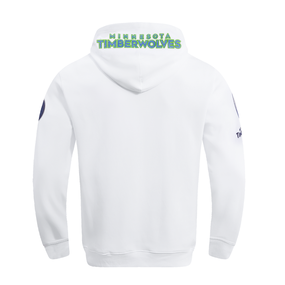 NBA MINNESOTA TIMBERWOLVES CLASSIC CHENILLE MEN'S FULL ZIP PULLOVER HOODIE (WHITE)