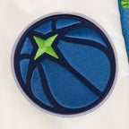 NBA MINNESOTA TIMBERWOLVES BEST OF BLOUSON EN SATIN À BORDS CÔTELÉS POUR HOMME (COQUILLE D'ŒUF/MARINE MINUIT)