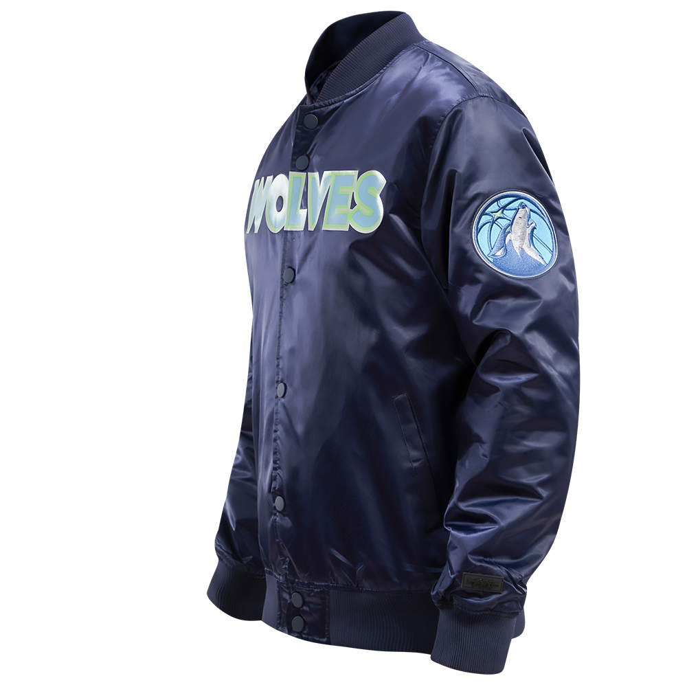 NBA MINNESOTA TIMBERWOLVES BLOUSON EN SATIN À GRAND LOGO POUR HOMME (MARINE MINUIT)