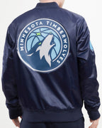 NBA MINNESOTA TIMBERWOLVES BLOUSON EN SATIN À GRAND LOGO POUR HOMME (MARINE MINUIT)