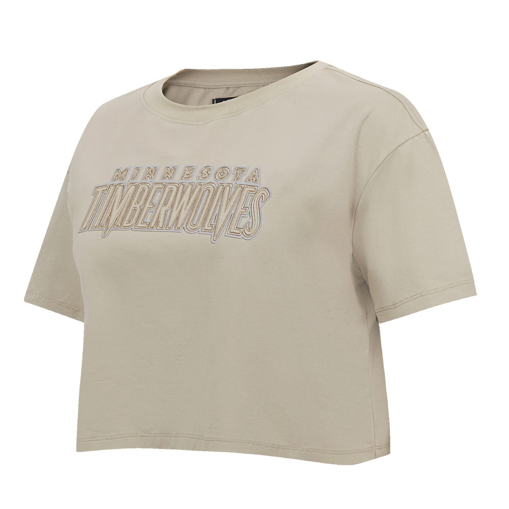 NBA MINNESOTA TIMBERWOLVES NEUTRAL SINGLE JERSEY BOXY TEE (TAUPE)