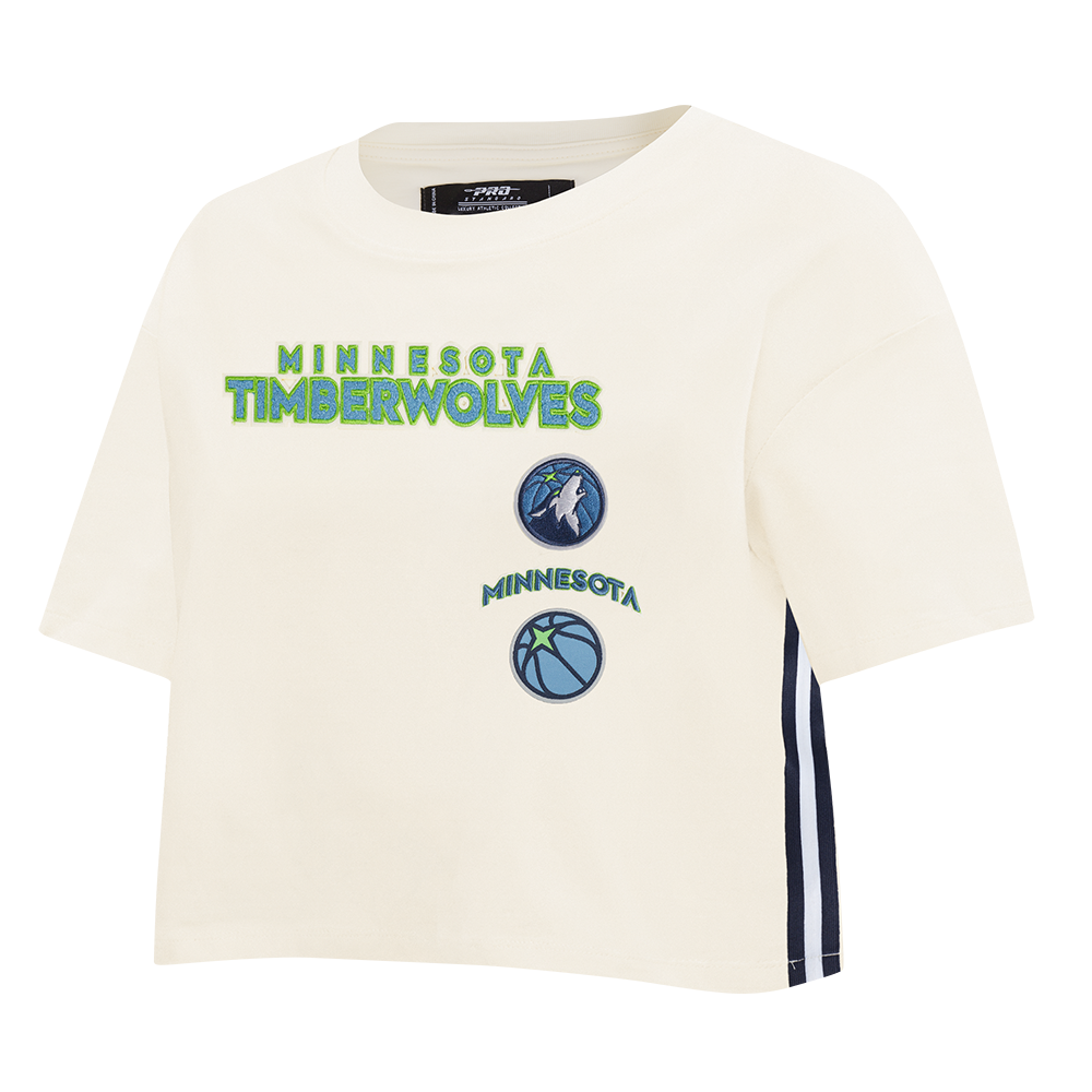 NBA MINNESOTA TIMBERWOLVES RETRO CLASSIC WOMEN'S SJ BOXY TEE (EGGSHELL)
