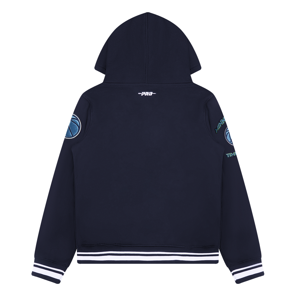 NBA MINNESOTA TIMBERWOLVES RETRO CLASSIC BIG BOY'S RIB FLEECE PULLOVER HOODIE (MIDNIGHT NAVY)
